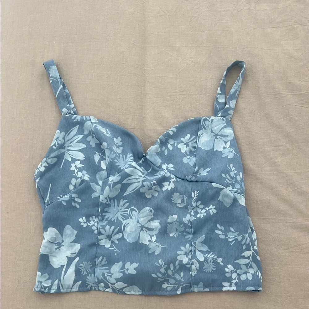Forever 21 Blue Floral Tank Top